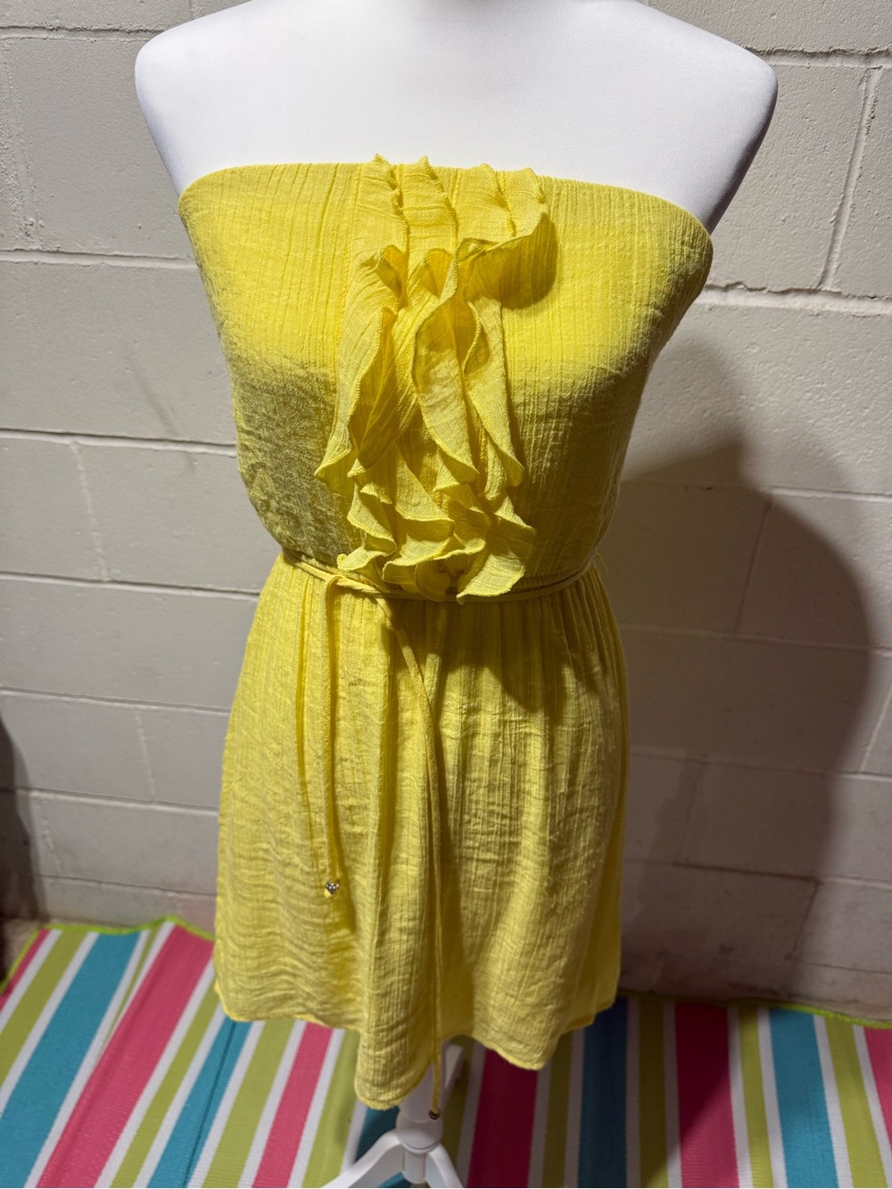 Speechless Yellow Strapless Ruffle Mini Dress